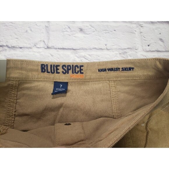 Blue Spice Full Button Down Corduroy A-Line Mini Skirt with Pockets Size 7 - Picture 2 of 4